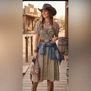 Hesperus brand dress is a floral-printed a smocked bodice Size 3X